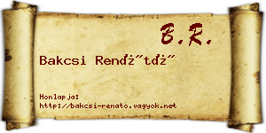 Bakcsi Renátó névjegykártya